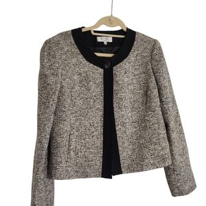 Kasper Separayes Sz 14 Collarless Career Jacket Blazer Black